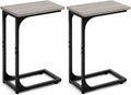 TEMI C Shaped End Table for Couch, Set of 2 Small Side Table for Sofa, TV Tray for Eating or Laptop, Accent Desk for Chair, Space Saving for Living Room Bedroom, Greige by TEMI