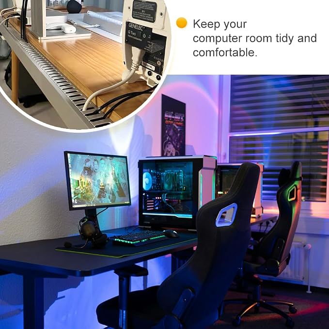 Cable Raceway, 95" Open Slot Cable Management Kit with Upgraded Snap Structure,Wire Cover Cord Hider for Under Desk&Industrial Network/PC/TVs- 23.6" X 1.97" X 2.4" X 4PCS (LWH,Grey) - Image 6