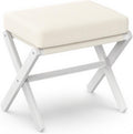 Foldable Foot Stool Ottoman, Modern Foot Rest with Bamboo X Legs & Thick Foam Cushion, Folding Foot Stools Small Padded for Bedroom Living Room, Footstool for Chair Couch (White - White) by BAMBOOHOMIE