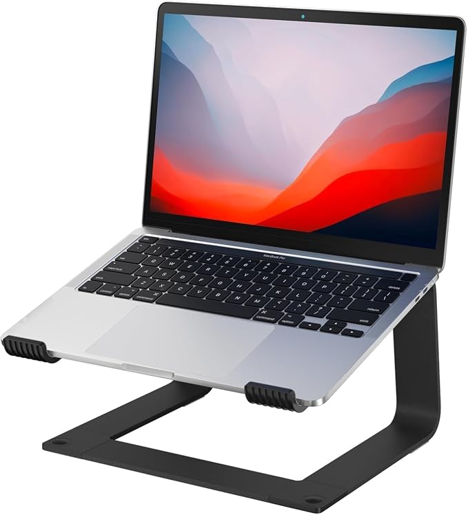 Laptop Stand for Desk Portable Computer Riser Metal Notebook Holder Printer Stand Office Desk Accessories Compatible with MacBook Air, Pro, Dell, HP, Lenovo and All 10-16" Laptops, Black by Unknown