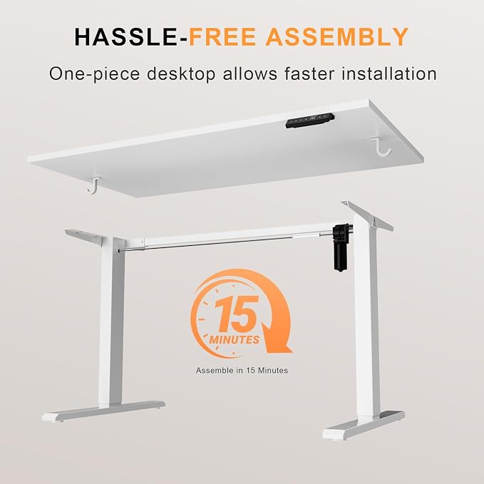 WALKINGDESK 40x24 Inches Whole Piece Electric Standing Desk, Seamless One Piece Height Adjustable Sit to Stand up Desk for Home Office, Ergonomic Computer Workstation, White - Image 7