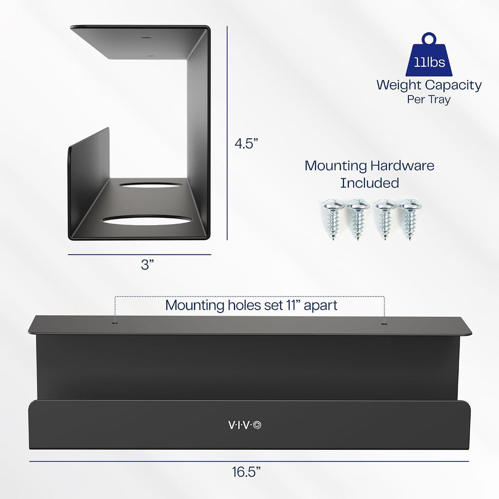 VIVO Extra Deep Under Desk Cable Management Tray, 16.5", 2 Pack - Image 3