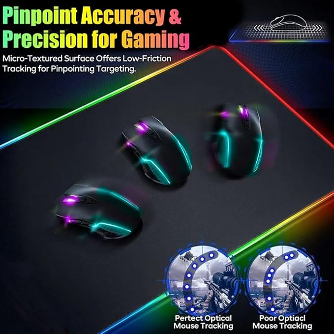 Wireless Charging RGB Gaming Mouse Pad 15W -800x300x4MM-Fast Charging, Ultra-Smooth Surface, Non-Slip Base, 13 Light Modes - Ultimate RGB Mouse Pad for Gamers - Large Mouse Pad Gaming Mat - Image 7