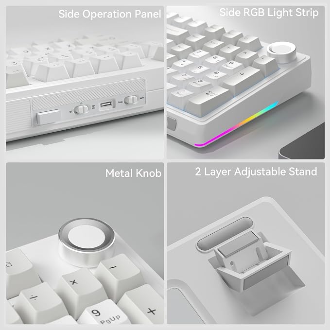 SOLAKAKA KI99 Pro 96% Wireless Mechanical Keyboard, RGB Gaming Keyboard, Hot-Swappable Pre-Lubed Switches, Gasket Structure Creamy Keyboards (Graywhite, Silent Switch) - Image 7