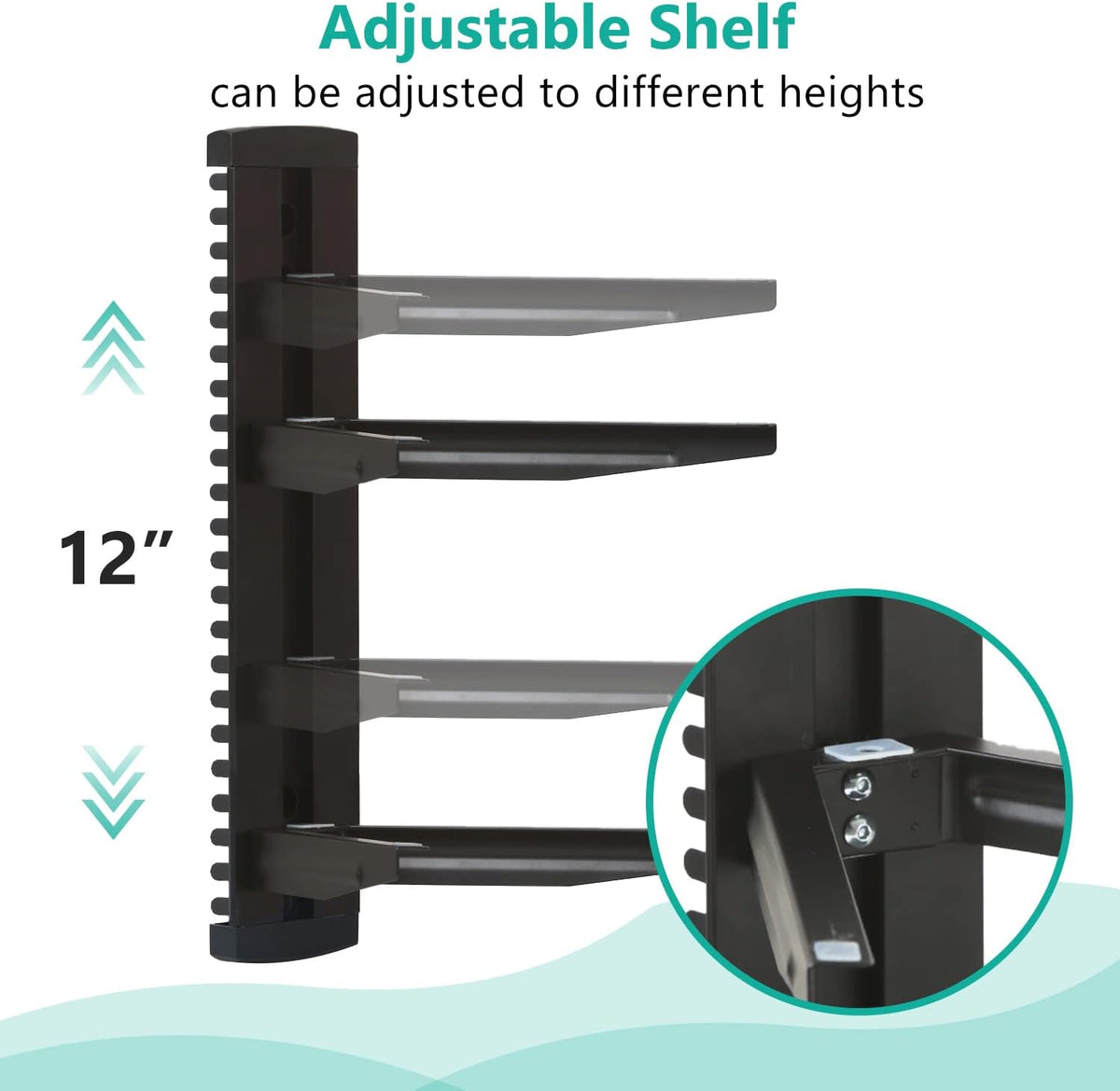 WALI 2 Tier Glass Floating TV Wall Shelf for Projector, DVD Players - Image 5