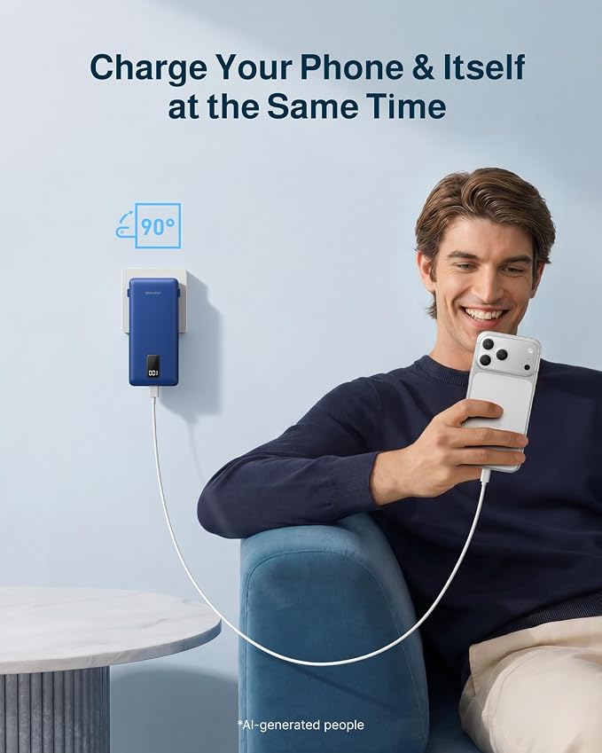 charmast 10000mAh Portable Charger with Built-in Cables and AC Wall Plug | Slim All-in-One USB-C Power Bank, Charge Up to 4 Devices at Once, Travel Essential, Compatible with iPhone, Samsung, Android - Image 2