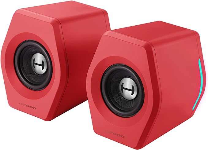 Edifier G2000 32W PC Gaming Computer Speakers for Laptop Mac Desktop Computer Woofer Speakers Bluetooth USB 3.5mm AUX Inputs RGB Lights Multimedia Speakers Red by Edifier