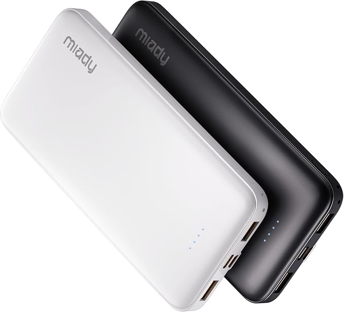 Miady 2-Pack Portable Charger 10000mAh Power Bank Battery Pack for Travel | 37Wh丨Dual USB丨3 Outputs 2 Inputs丨Slim丨Compatible with iPhone 17 16 Galaxy S24 Android Tablets etc丨Flight-Safe丨Black+White - Image 9