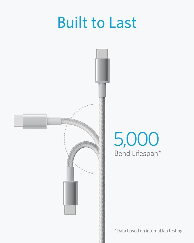 Anker USB C to USB C Cable, 60W Fast Charging Cable (2-Pack, 6 ft, Silver) | For iPhone 17 Series, iPad mini 6, and More - Image 3