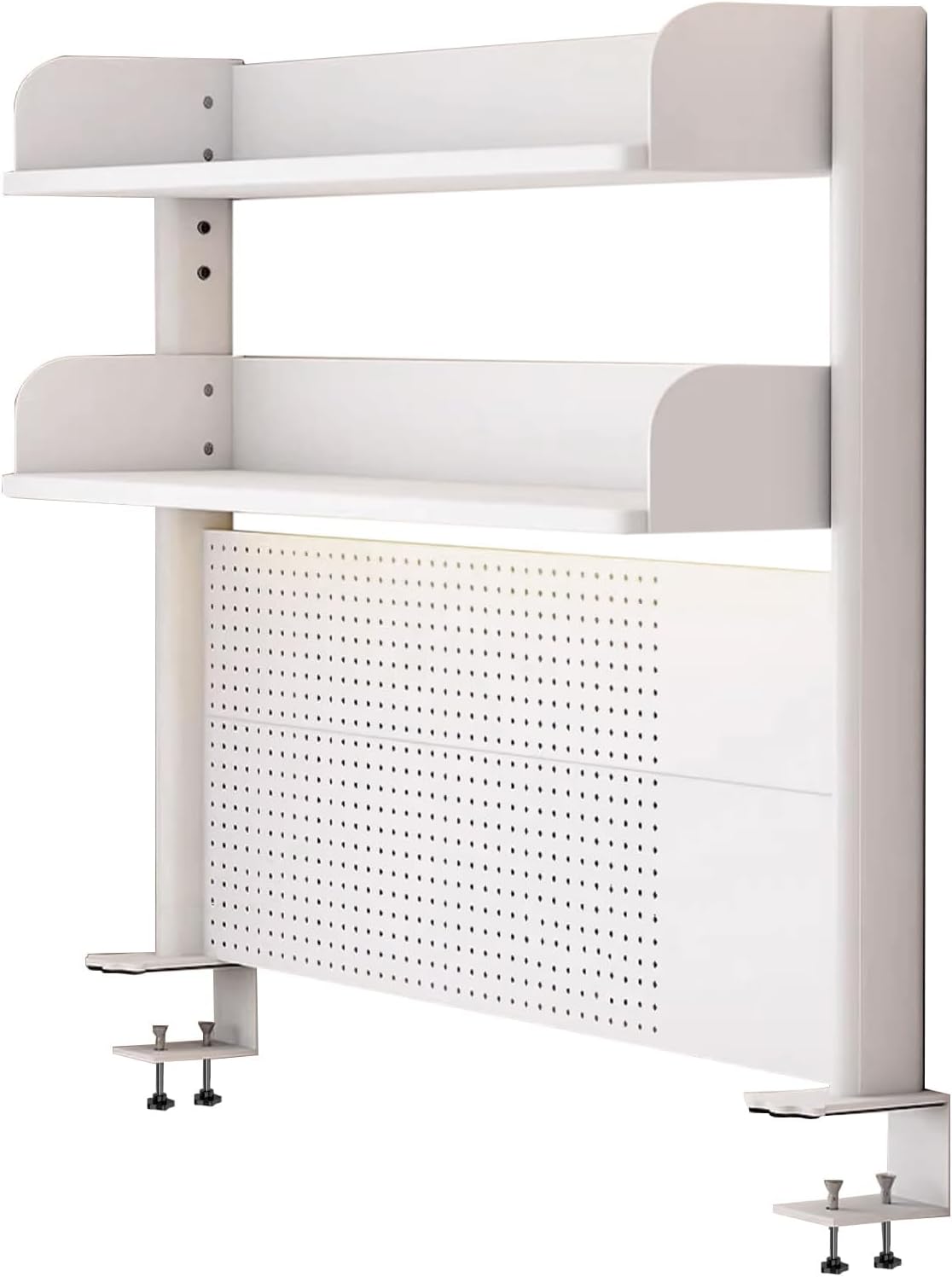 Clamp On Desk Organizer Shelf,White Desk Extender Pegboard Workstation,Computer Desk Accessories for Office, Privacy Panel for Gaming Desk,23.6/31.4/39.3in Desktop Shelving (white, 80cm/31.4in) by FPIGSHS