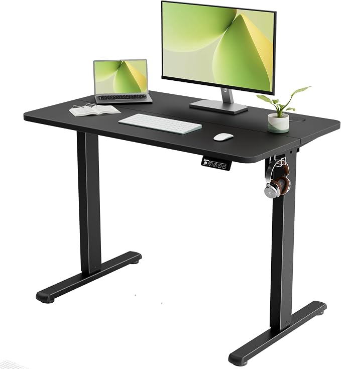40"x24" Standing Desk, Height Adjustable Sit-Stand Home Office, Black | Electric Adjustable Standing Desk, Sit to Stand Computer Office Desk with Splice Board, Memory Preset, Lifts 28.7''-46.5" by ERGOMAKER