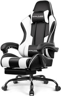 GTPLAYER Gaming Chair, Computer Chair with Footrest and Lumbar Support, Height Adjustable Game Chair with 360°-Swivel Seat and Headrest and for Office or Gaming (White) by GTPLAYER