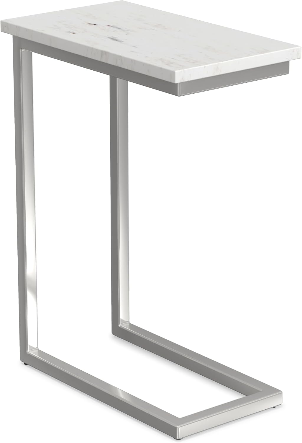 SIMPLIHOME Skyler 10" Wide C-Side Table in Silver/White by SIMPLIHOME