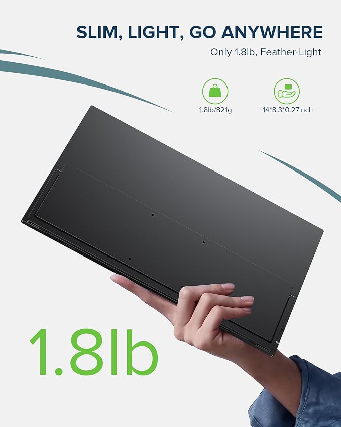 EVICIV Portable Monitor 4K Touchscreen 15.6", 3840 * 2160 UHD, 125% sRGB | 10-Point Touch Laptop Monitor, 2000:1, USB-C & MINI HDMI, VESA & Stand, Ultra-Slim Travel Screen for Computer, Game Consoles - Image 6