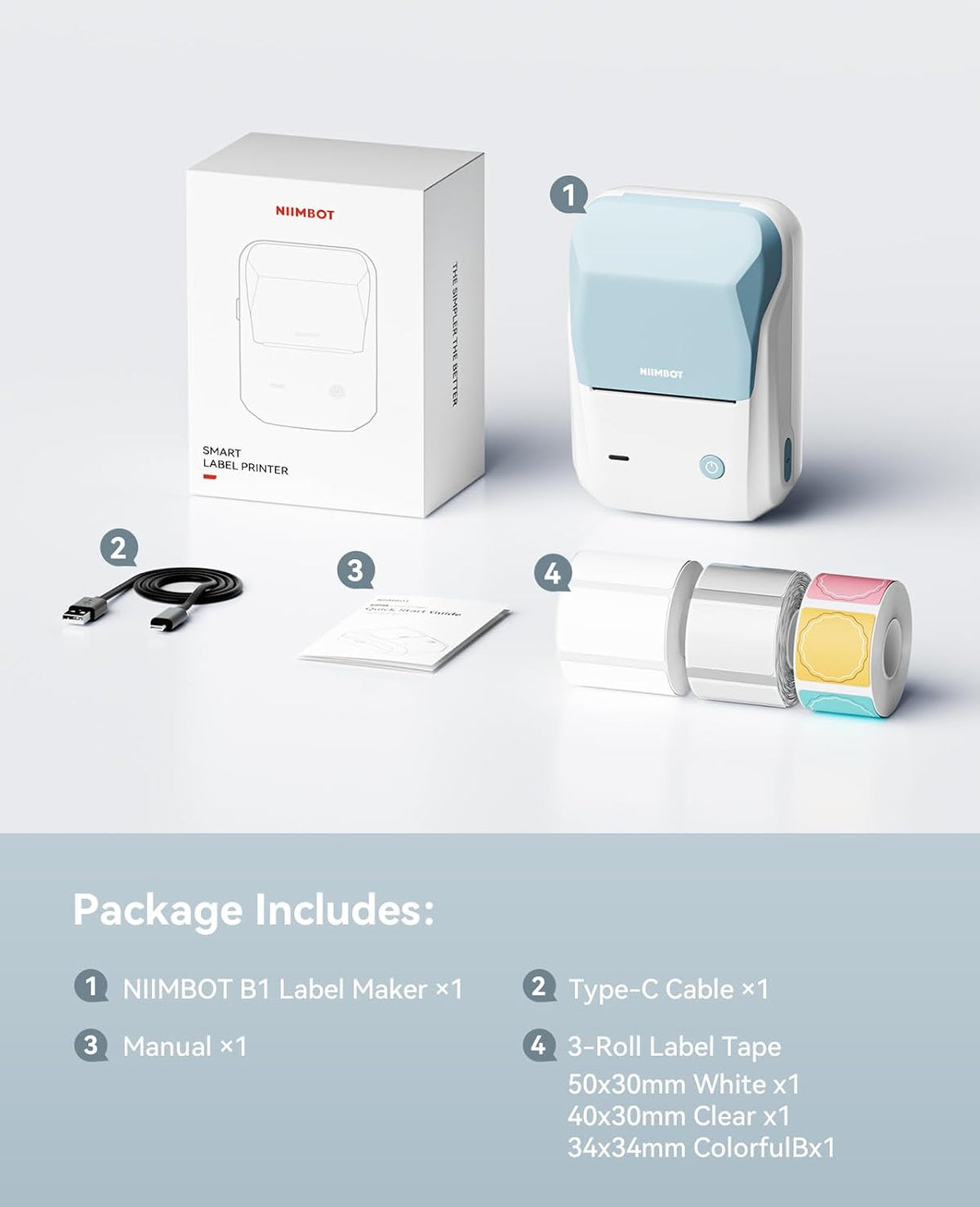 NIIMBOT B1 Label Maker Machine with 3 Tapes, 2Inch Thermal Label Printer - Image 8