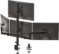 WALI Stacked 4 Monitor Mount for 13-27 inch Screens, up to 22 lbs per Arm | Quad Monitor Stand for Desk, Full Motion with Tilt, Swivel, Rotation, C-Clamp & Grommet Base, VESA 75/100mm (M004S), Black by WALI