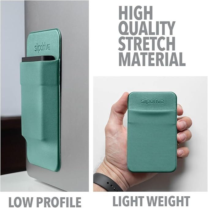 Slipdrive - Portable Hard Drive Sleeve for Laptop - SSD Solid State Drive - Reusable Adhesive - 5” x 3.2” Stick on External Hard Drive Carrying Case - Travel Pocket Pouch (Small, Aqua) - Image 3