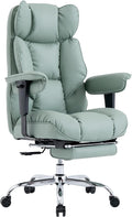 Efomao Executive Office Chair 400lbs,Green Big and Tall Desk Chair | Mattress-grade pocket spring cushion, sleek leather, 135° recline & footrest for computer gaming setup. by OFFICECHAIR