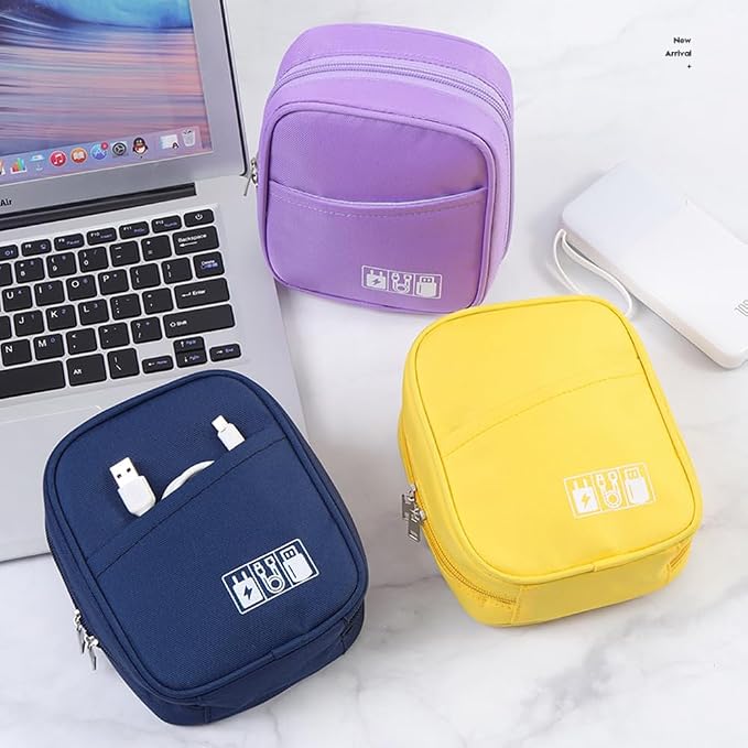 E-Tree Storage Pouch for Small Electronics and Accessories,Tech Bag,Electronic Organizer Case Compatible with MacBook Laptop Charger,Mouse,Cables,Hub,Power Bank,Earphone,Toiletries Cosmetics (Orange) - Image 2