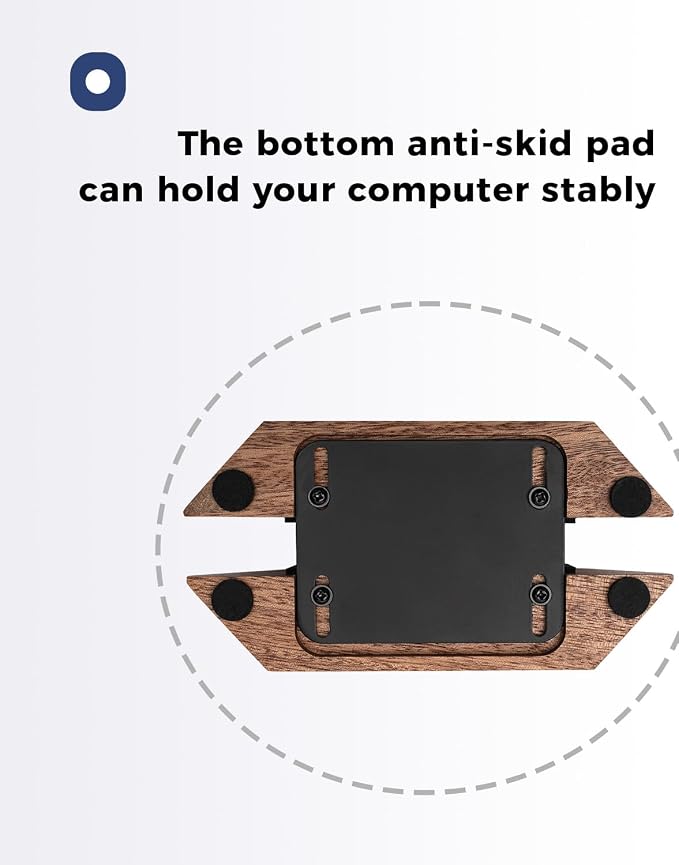 Adjustable Vertical Laptop Stand, MacBook Holder with Wood, Wooden Laptop Stand, Vertical Laptop Holder for Desk, Width Adjustable Dock Fits All MacBook/Surface Pro - Image 3
