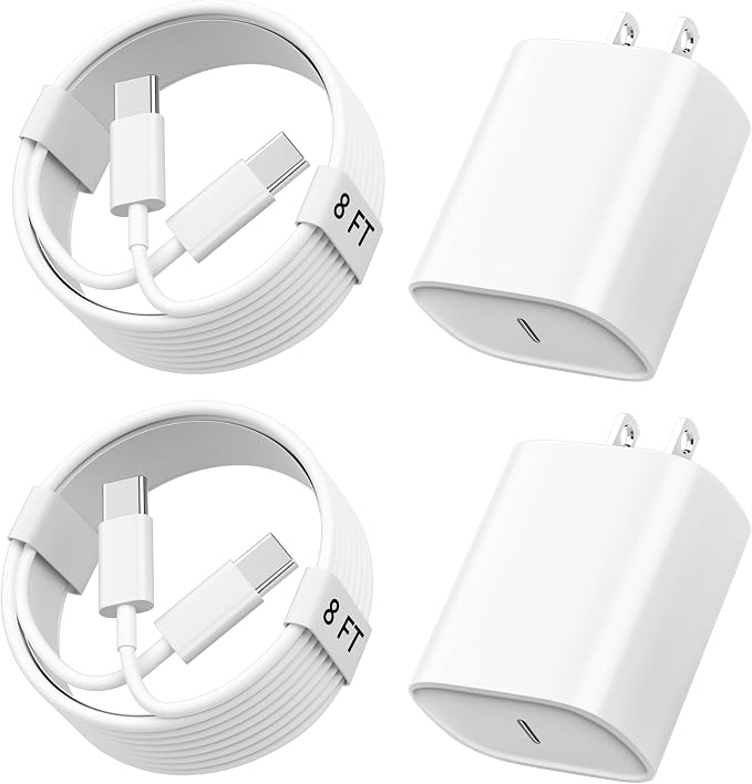 Phone 17 16 15 Charger Fast Charging, 8 FT Long USB C Charger Cord with 20W Type C Fast Phone Charging Block forPhone 17/17 Pro/17 Pro max/Air/Phone 16 15 Pro Max Plus, iPad, Android,White by Ubearkk