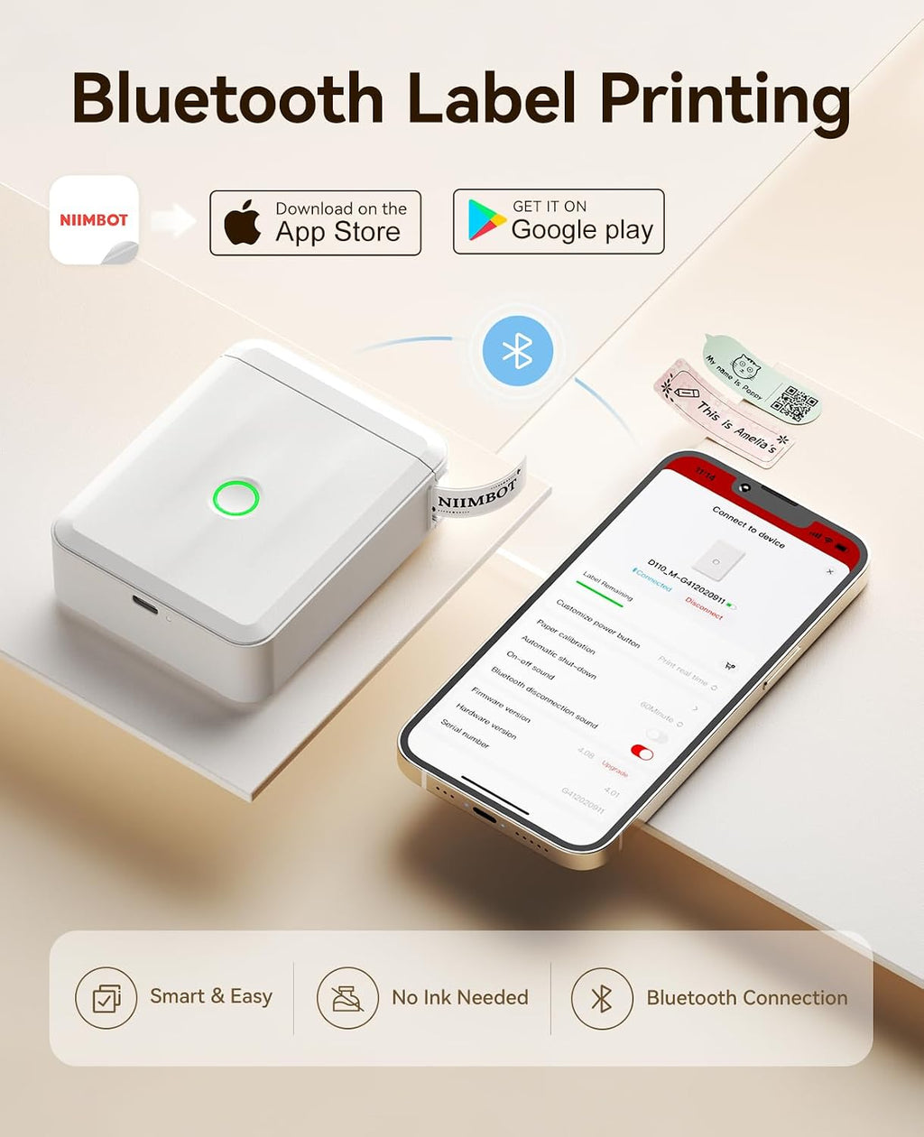 NIIMBOT D110 Upgrade Mini Label Maker, Bluetooth Thermal Printer for Daily - Image 5