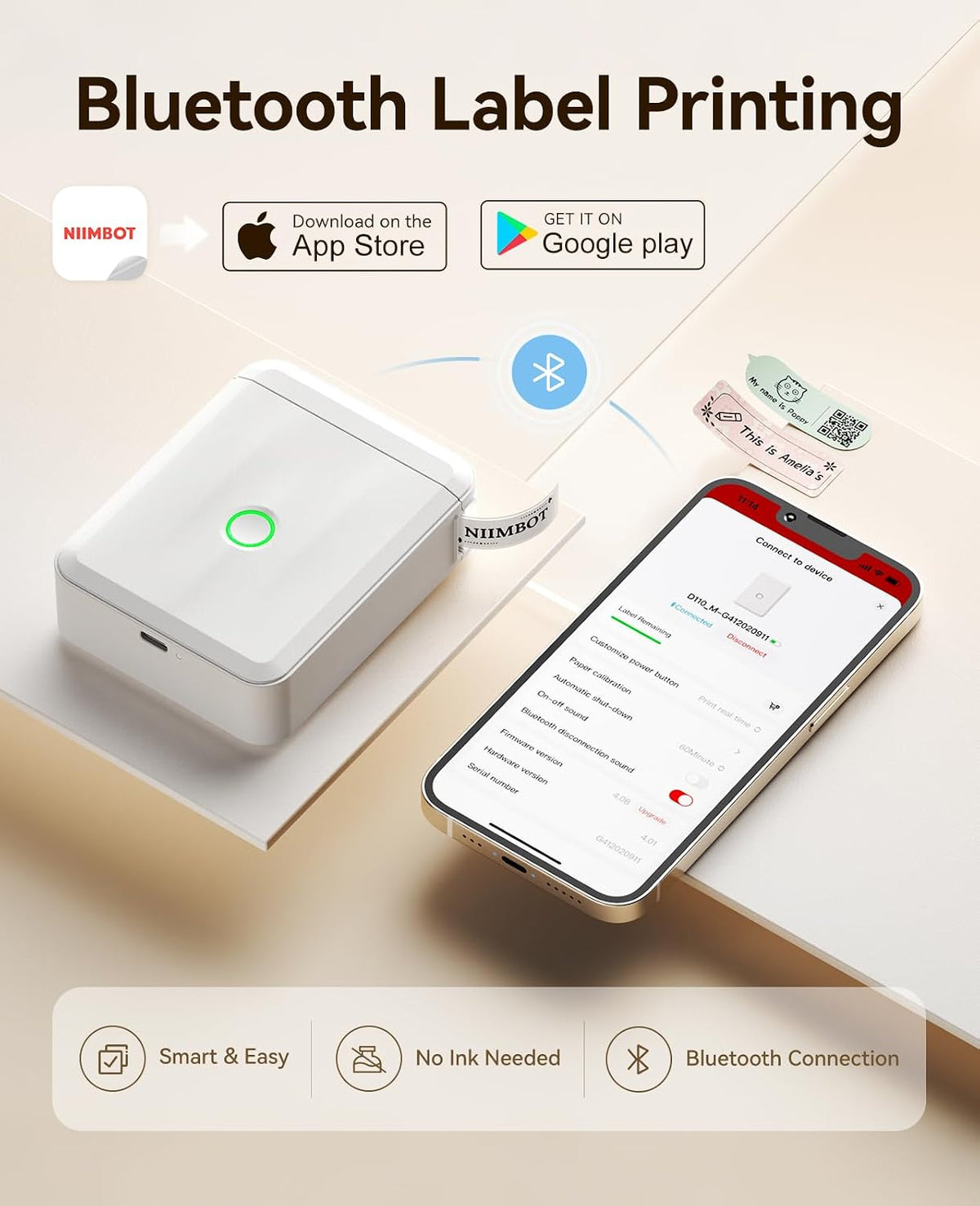 NIIMBOT D110 Upgrade Mini Label Maker, Bluetooth Thermal Printer for Daily - Image 5