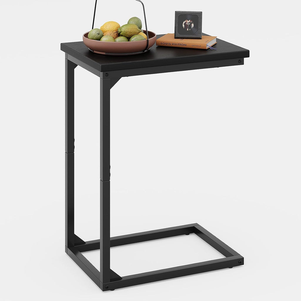 C Shaped End Table, TV Tray for Couch, Small Side Table with Metal Frame, for Living Room Bedroom|Saving Spaces, Sofa Side Table(Black) by sunhuajoy