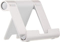 Amazon Basics Multi-Angle Portable Foldable Stand for Tablets, E-Readers and Phones, Non-Slip Desktop Holder for iPads, iPhones, Kindles, Hands-Free Viewing - Silver by Amazon Basics