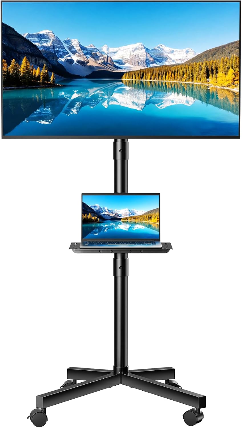 OLIXIS Rolling TV Stand with Wheels, Portable TV Cart for 23-60 Inch Screen by OLIXIS
