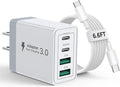 iPhone 16 15 Charger Fast Charging, 20W Dual Port USB C Charger Block with 6FT USB C Charging Cable Cord for iPhone 16 15 14 13 12 11 Pro Max XS, iPad, Samsung Phone, Tablet by Aioneus