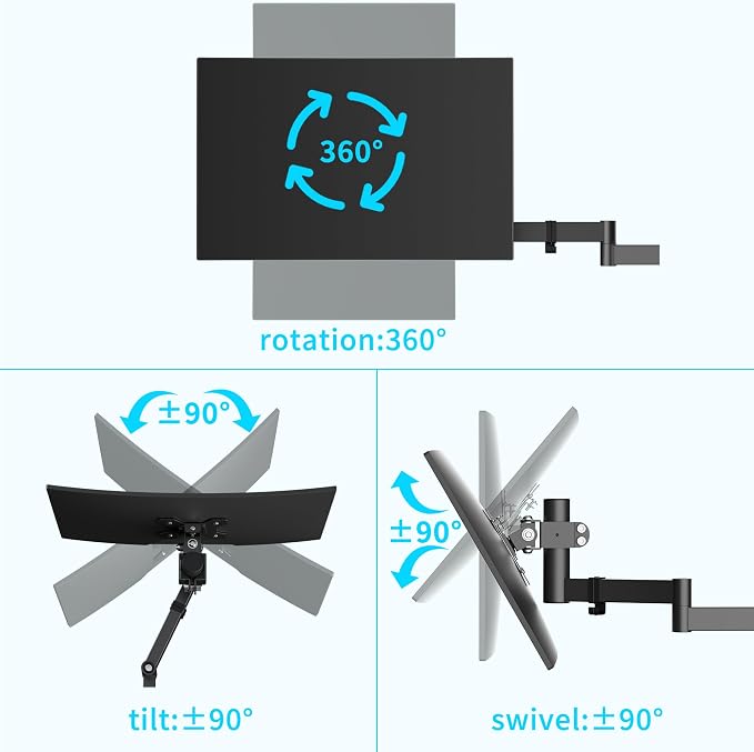 Pholiten Quad Monitor Freestanding Mount for 13-32 Inch Screens | Fully Adjustable 4 Monitor Stand with Base,Swivel, Tilt, Rotation,75 * 75MM/100 * 100MM Vesa Stand, Max Load 22lbs - Image 4