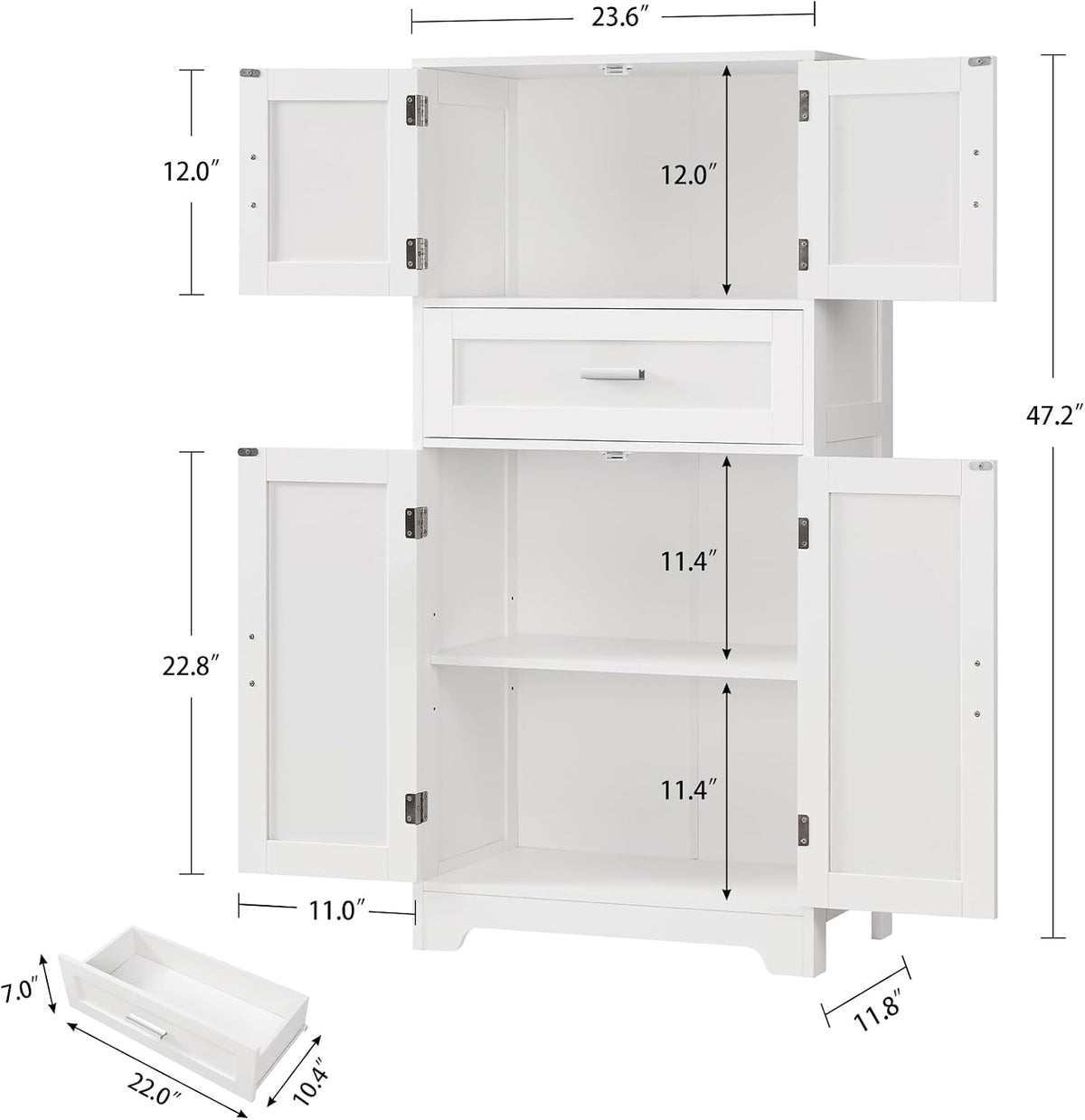 Bathroom Storage Cabinet with Adjustable Shelf & Large Drawer - Image 3