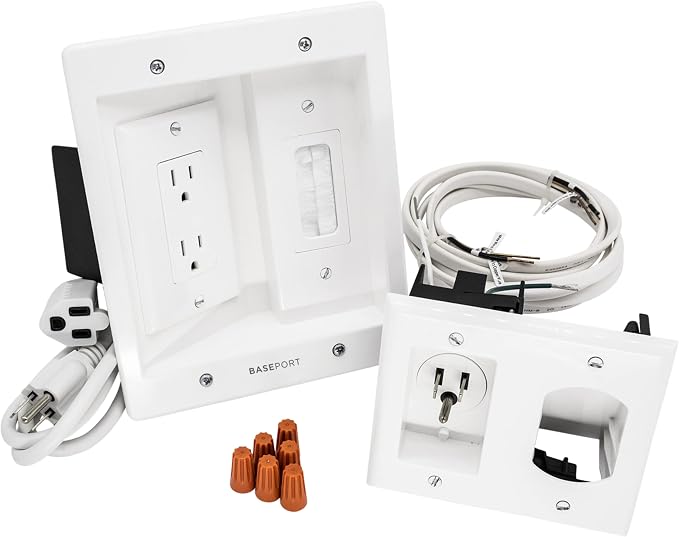 in Wall Cable Management Kit - Hide Wires Wall Mount TV Kit with Wall Cable Pass Through, Complete Cord Hider for Wall Mount TV by BASEPORT
