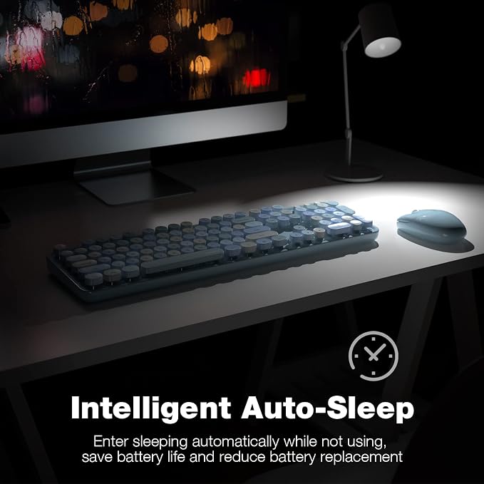 MOFII Wireless Keyboard and Mouse Combo, Blue Colorful Round Key Typewriter Keyboards, 2.4GHz Full Size Keyboard Computer Mice, USB Receiver Plug and Play, for Laptop, PC, Chromebook, Smart TV - Image 4