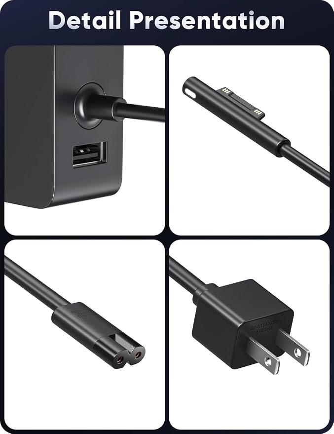 Microsoft Surface Pro Charger for 65W Windows Surface Charger 11,10,9,8,7+,7,6,5,4,3,X.Surface Laptop 6,5,4,3,2,1, Surface Go 3,2,1, Tablet, Surface Book 3,2,1, Support 44W, 36W,LED. 10FT - Image 8