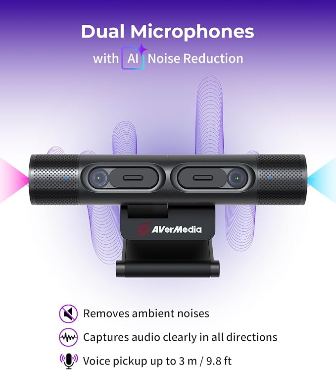 AVerMedia PW313D DualCam 2K Document Camera and Webcam for PC/Mac/Laptop, Autofocus, AI Noise Reduction, Online Teaching, Works with Zoom/Teams/Google Meet, Includes Tripod, TAA/NDAA Compliant - Image 4