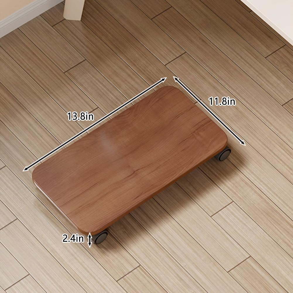Mobile CPU Holder with 4 Caster Wheels, Universal Floor Standing Computer Tower Stand for Under Desk & Floor, Available Size PC Cart for Desktop Cases (Walnut, 13.8*11.8in) - Image 2