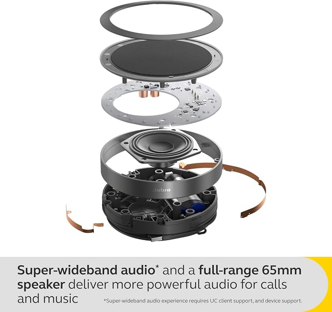 Jabra Speak2 75 SE (Second Edition) Wireless Bluetooth Speakerphone - 4 Noise-Cancelling Mics, 65mm Speakers - New Linking Feature - USB-A Dongle - Works with Zoom and Google Meet - Dark Grey - Image 7