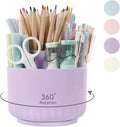 SKYDUE 360 Degree Rotating Desk Organizer, Dual-Purpose Pencil Pen Holder for Desktop, Rotating Desk Pen Organizer with 5 Slots Purple by SKYDUE