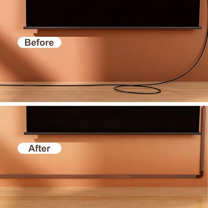 Yecaye Cord Hider, 113in One-Cord Cable Raceways, W0.59in H0.4in, Cherry | TV Cord Covers for Wires on Wall, Easy Install Cable Management Kit for 2 Small Wires - Image 5