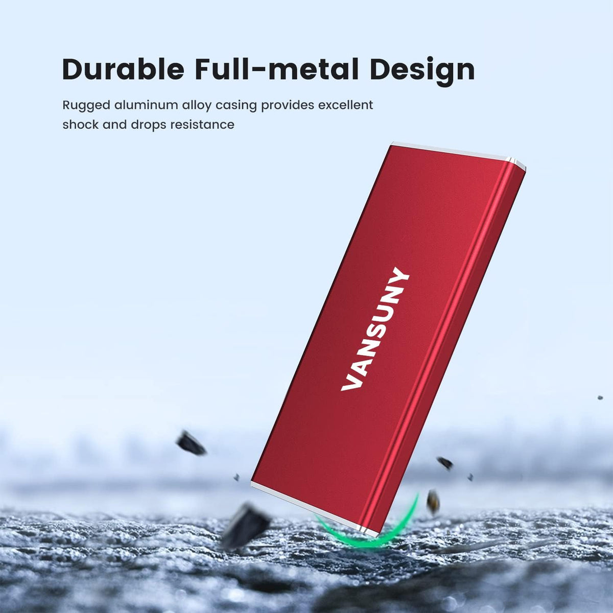 Vansuny 1TB Portable External SSD, USB 3.1 Gen2 540MB/s High-Speed Data ssd External Hard Drive USB C, Metal Mini Portable External Solid State Drive, Red - Image 4