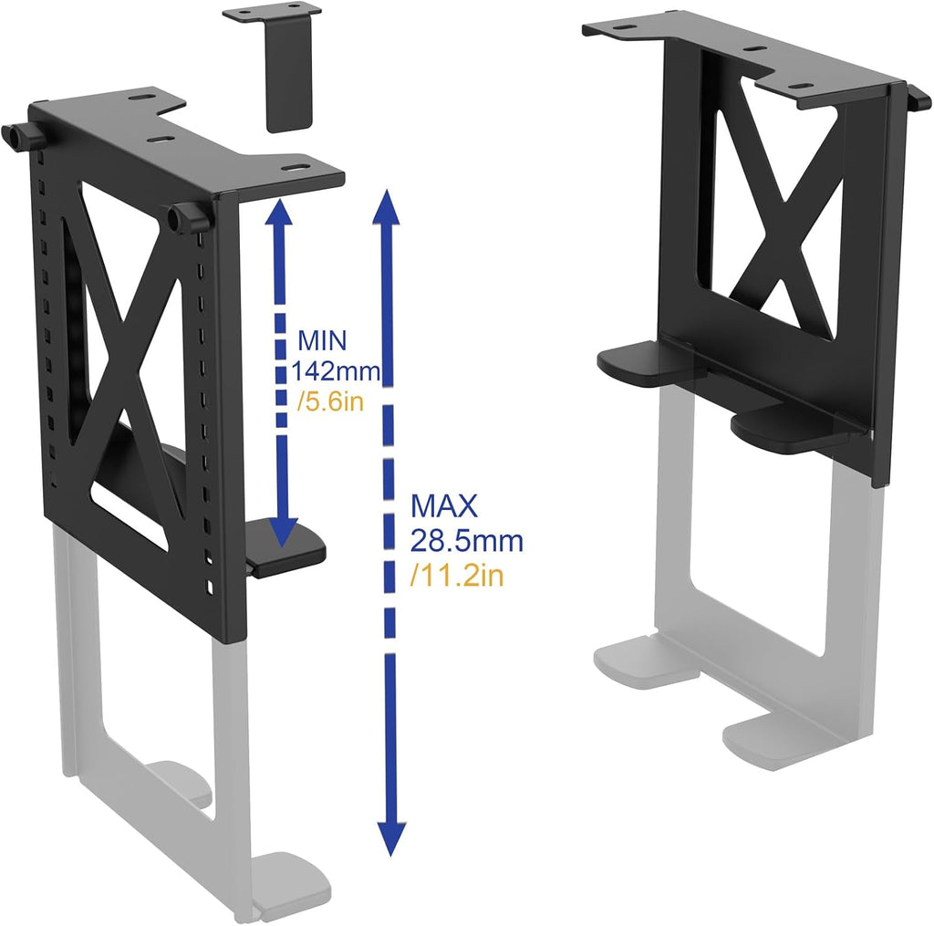Under Desk PC Mount, Adjustable 5.6-11.2in, 33lb Steel, Ventilated - Image 6