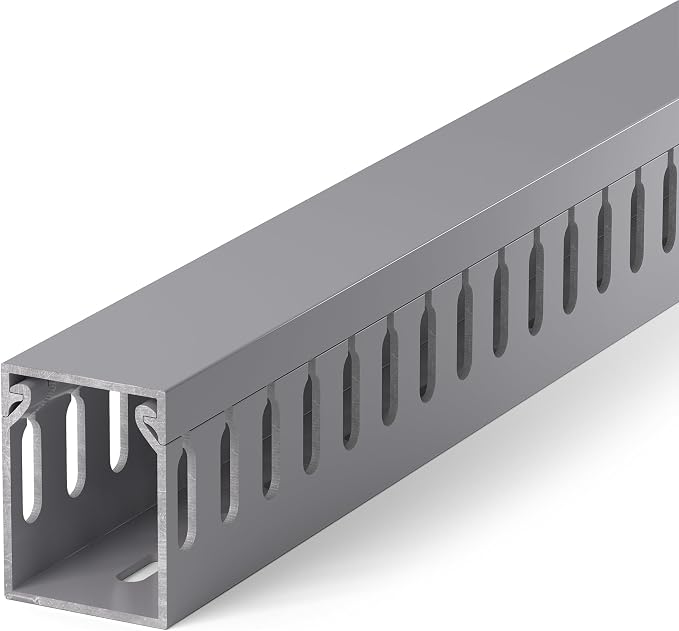 1.6"H x 1.2"W Cable Raceway, 99in Under Desk Wire Management Channel, Grey | Slotted Wire Duct, 6Pack, 16.5in Each, Heavy-Duty PVC Cable Management for Server Racks, Network Cables & Electrical Cabinets by ZhiYo