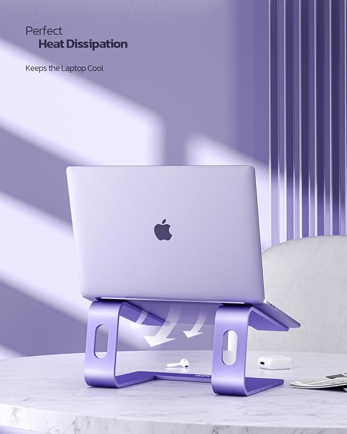 Nulaxy Full Aluminum Laptop Stand, Stable Support to 22 lbs, Purple | Detachable for Portable Storage, Easy Setup, Saves Desk Space, Compatible with 10-16 Inch Laptops, Office Desk Accessories - Image 2