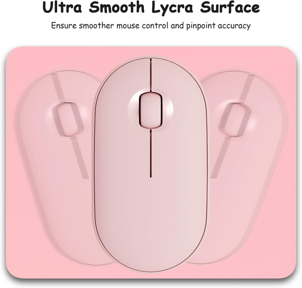 Small Mouse Pad, 5 x 6 Inch Thick Rubber Premium-Textured Non-Slip Portable & Washable Mini Mouse Mat for Women Men Wireless Laptops Keyboard Tray Gaming Computer Office Travel, Pink - Image 3