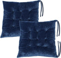 2 Pack Square Seat Cushion Chair Pads for Kitchen Dining Chairs, Soft Comfort Velvet Chair Mat Pillow Cushions with Ties for Office Desk Living Room Tatami 15.5", Blue by MissSoul