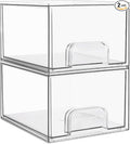 Vtopmart 2 Pack Small Clear Stackable Storage Drawers for Desk, Countertop | Hair accessories, Bathroom Makeup Accessorie Organizer, Plastic Bins For Desk, Vanity, Cabinet, Countertop Organization by Vtopmart