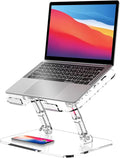 Lpoake Acrylic Laptop Stand for Desk, Adjustable Ergonomic Laptop Riser, Portable Foldable Computer Stand, Compatible with 10 to 15.6 Inches Notebook and MacBook, Clear by Lpoake