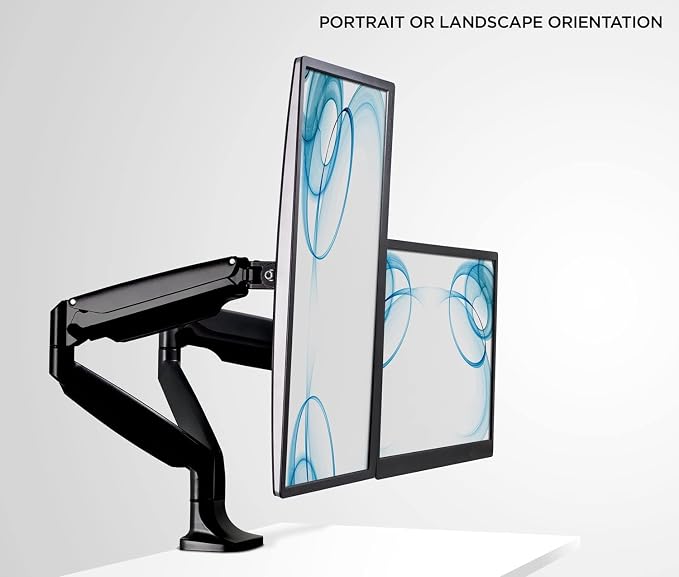 Mount-It! Dual Monitor Arm Mount | Desk Stand | Two Articulating Gas Spring Height Adjustable Arms | Fits 2 x 24 27 29 30 32 Inch VESA 75 100 Compatible Screens | C-Clamp and Grommet Bases (Black) - Image 7